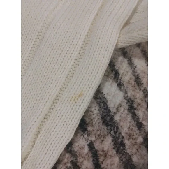 Vintage Jessica Stevens Cable Knit Chunky Fisherman Cardigan Sweater Ivory 20W - Picture 6 of 9